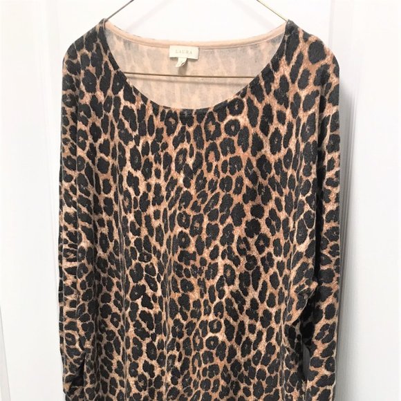 Laura Leopard Print Tunic Top Soft Warm Size XL - Picture 2 of 6